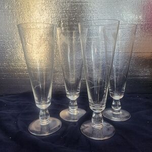 Noritake Sasaki Pilsner Beer Wheat Etched Glasses